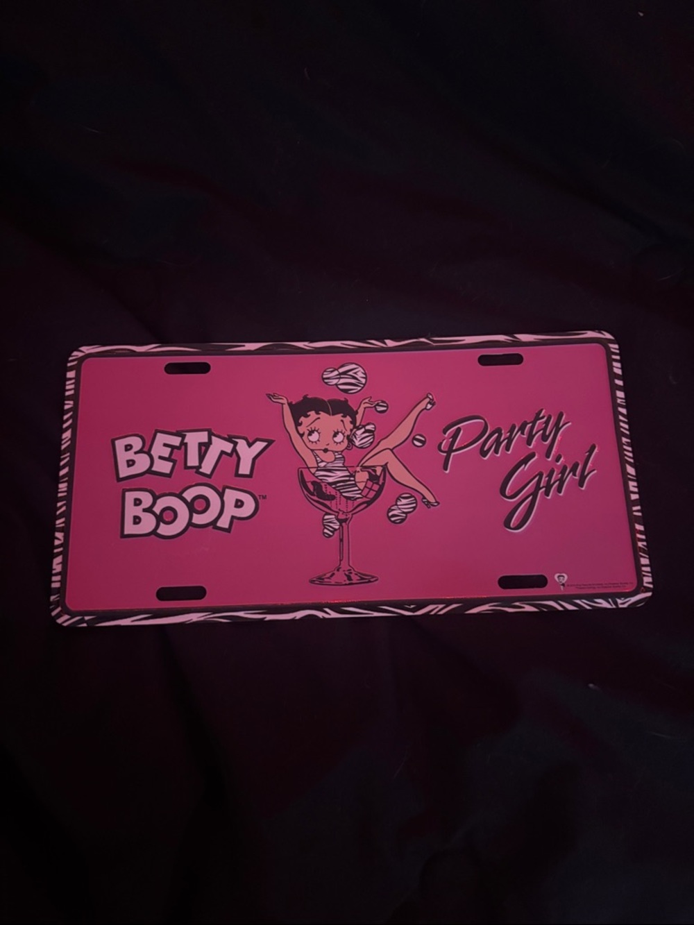 Betty Boop Pink "Party Girl" License Plate